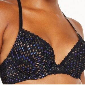 🆕 Savage X Fenty Black Multi Plunge Lace Up Bra - Size: 36C